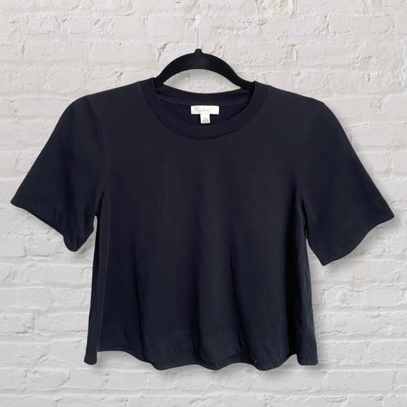 Wilfred Aritzia Black Cropped Boxy Crewneck Short Sleeve T-Shirt - Picture 1 of 5